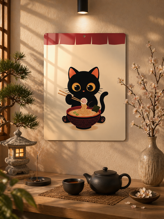 Affiche métal – Chat Ramen Zen