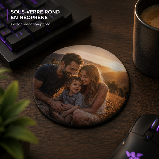 Ensemble de 4 sous-verres personnalisés en néoprène – Rond ou carré