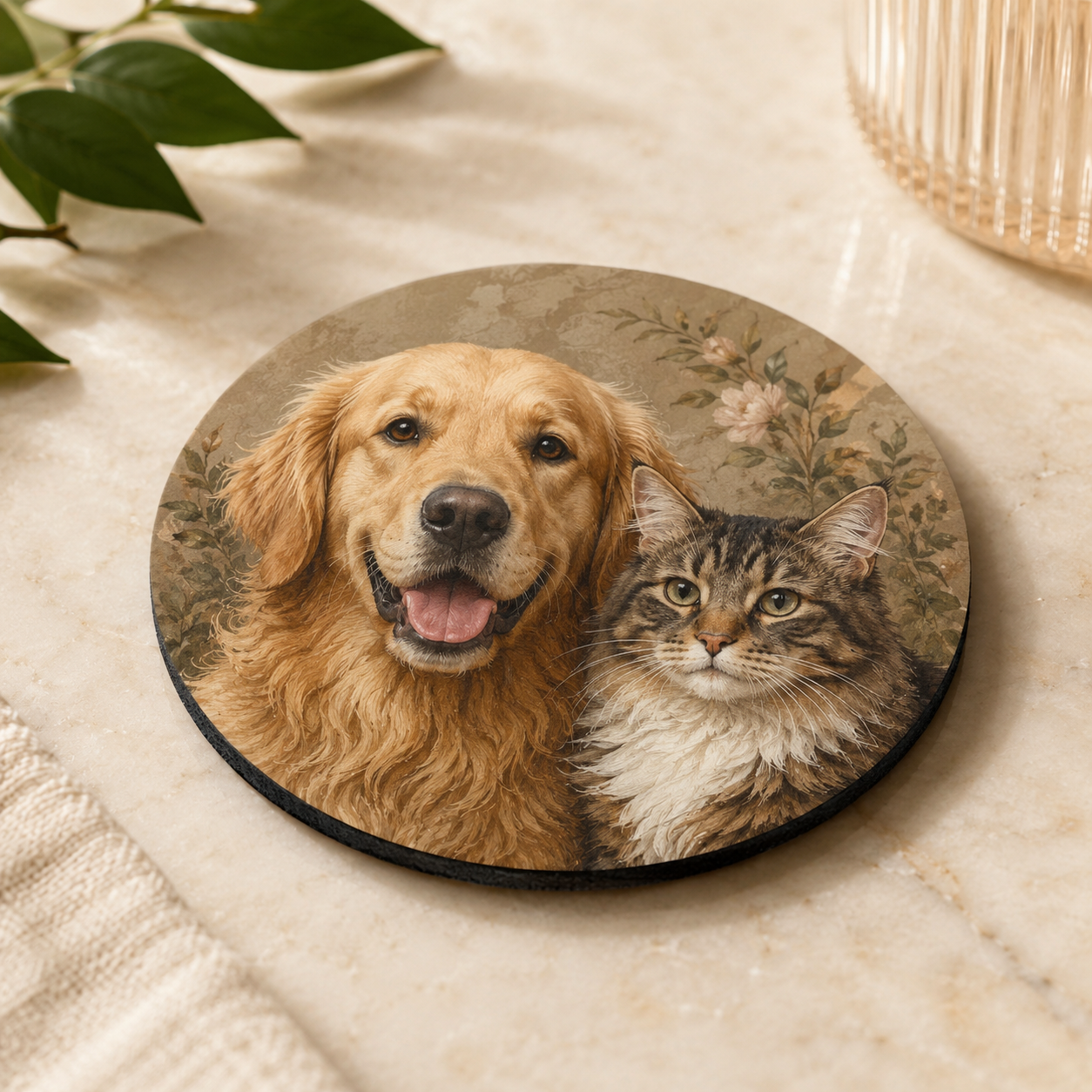 Ensemble de 4 sous-verres personnalisés en néoprène – Rond ou carré