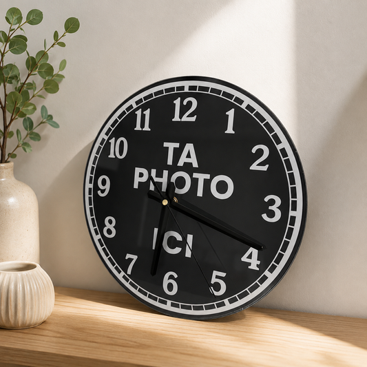 🕒 Horloge en verre trempé personnalisée