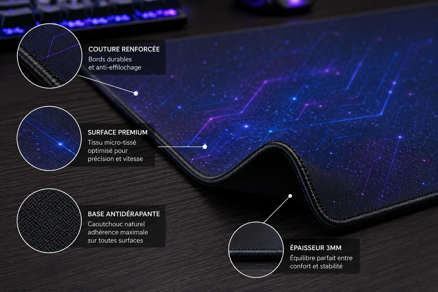 Tapis de souris personnalisé XL 24x14 – Photo, image ou design au choix