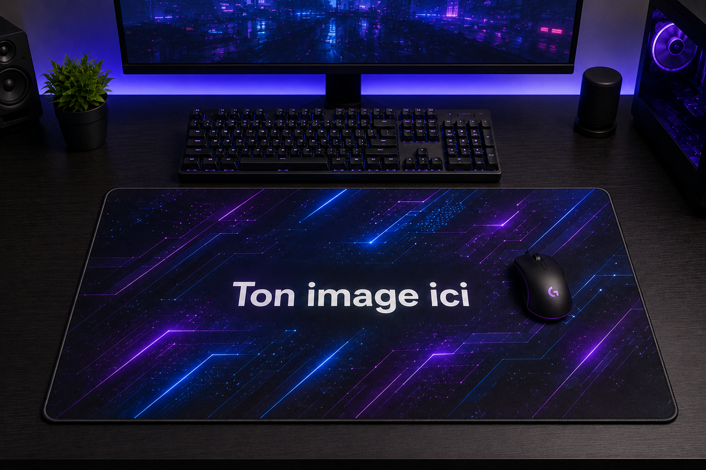 Tapis de souris personnalisé XL 24x14 – Photo, image ou design au choix