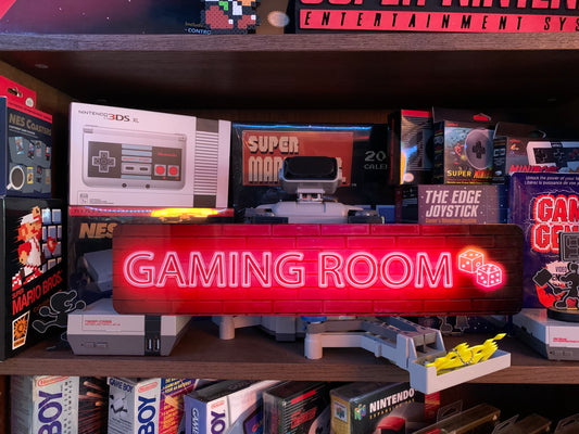 Enseigne en métal GAMING ROOM avec Dés EFFET NÉON