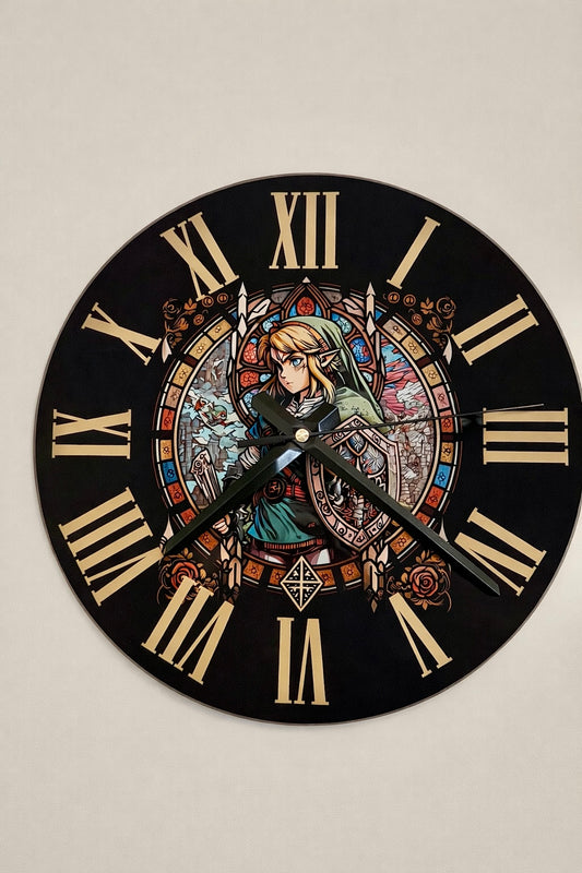 🕒 Horloge en verre trempé Vitrail Héro du temps