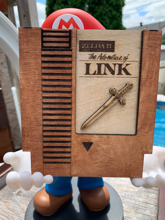 Cassette NES The Adventure Of Link en bois teint