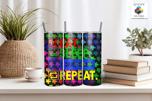 Gourde isotherme 20oz Eat Sleep Game Repeat - Meeples