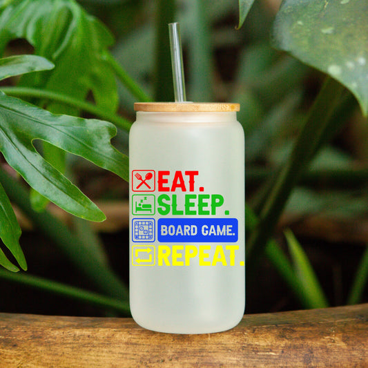 Verre givré isotherme 16 onces Eat Sleep Board Game Repeat