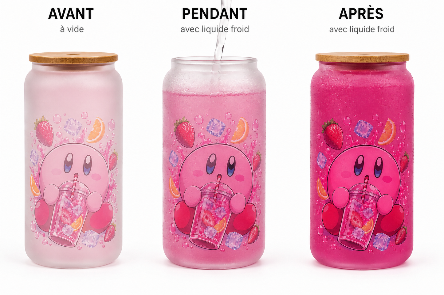 Verre givré Kirby thermoréactif 16 oz – Verre qui change de couleur avec boisson froide
