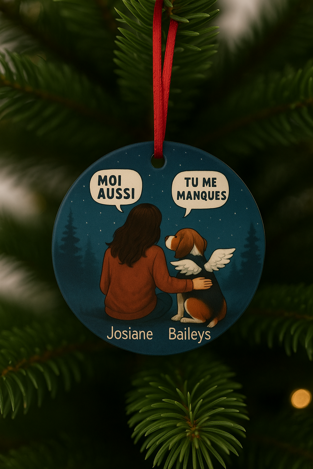 Ornement de Noël « Moi aussi / Tu me manques » – Hommage pour animal