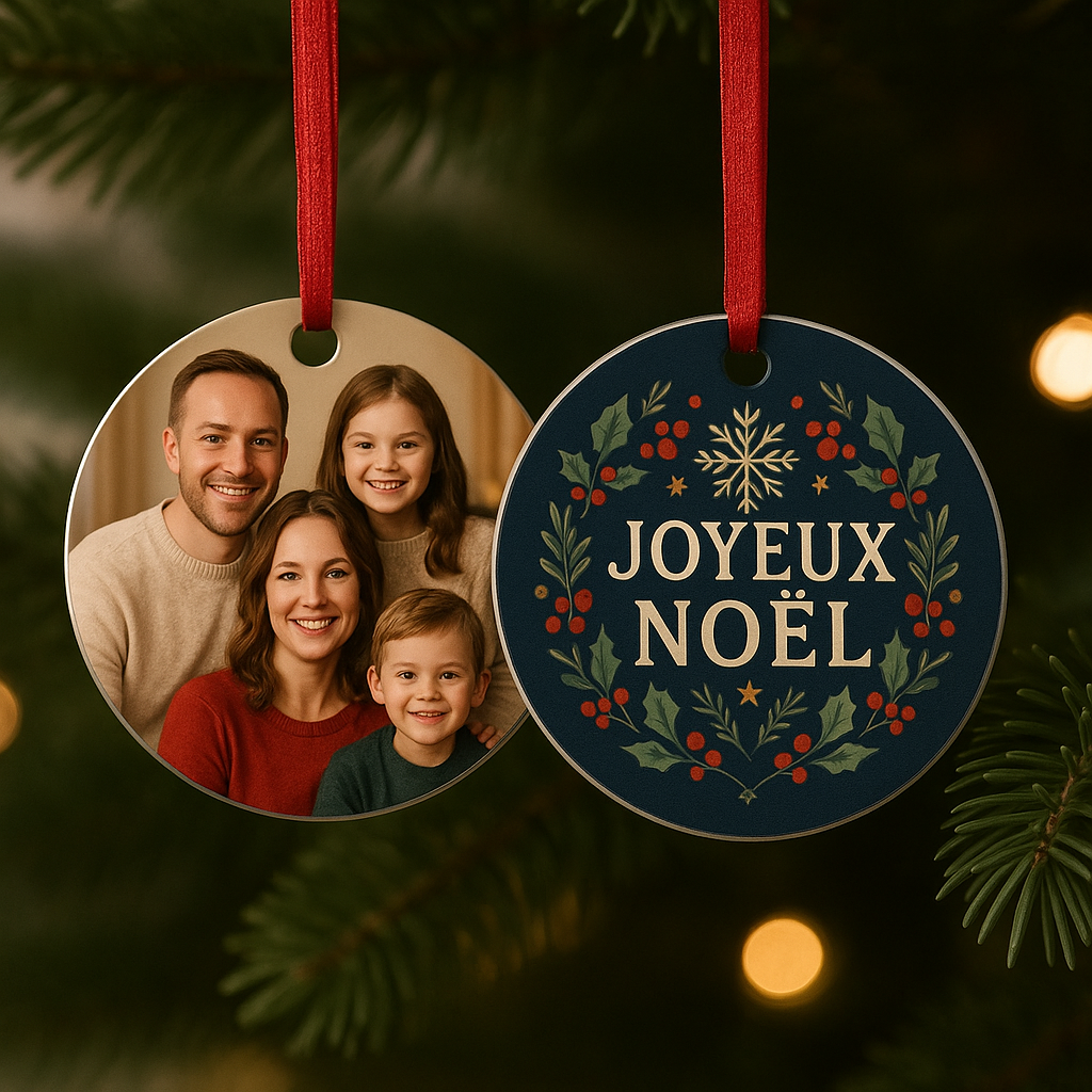 🎄 Ornement de Noël Personnalisé avec Photo – Souvenir Unique & Durable