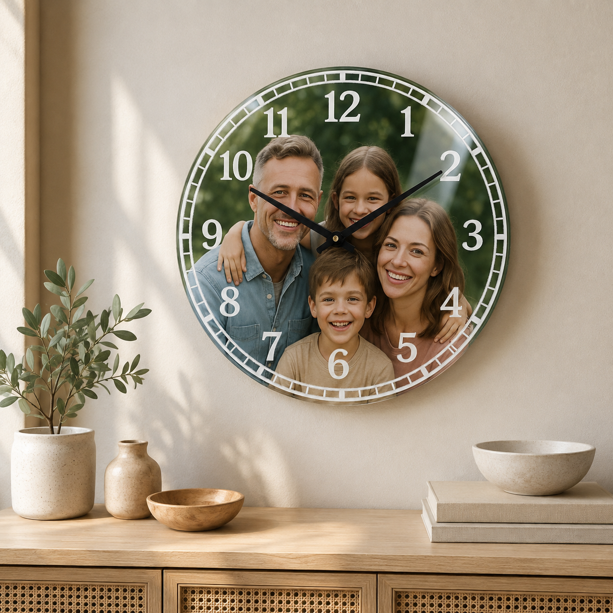 🕒 Horloge en verre trempé personnalisée – 12 po