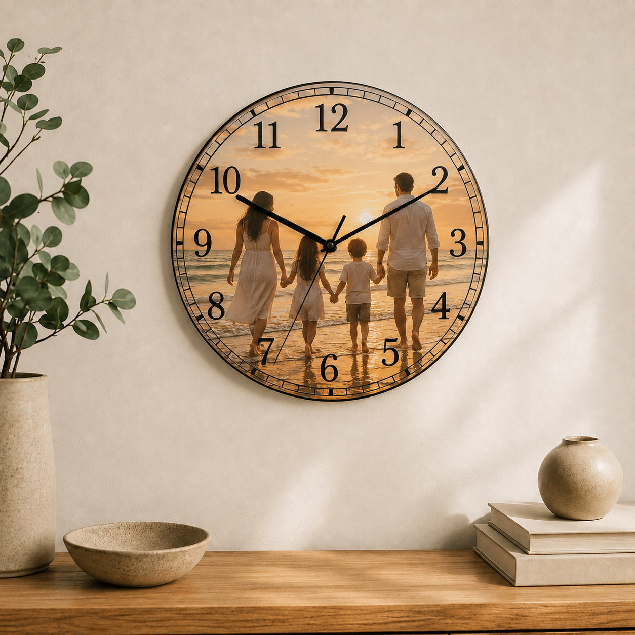 🕒 Horloge en verre trempé personnalisée – 12 po