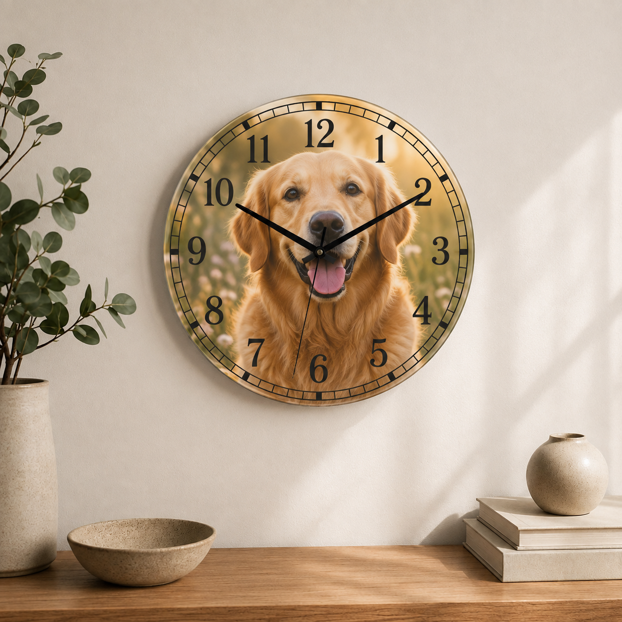 🕒 Horloge en verre trempé personnalisée – 12 po