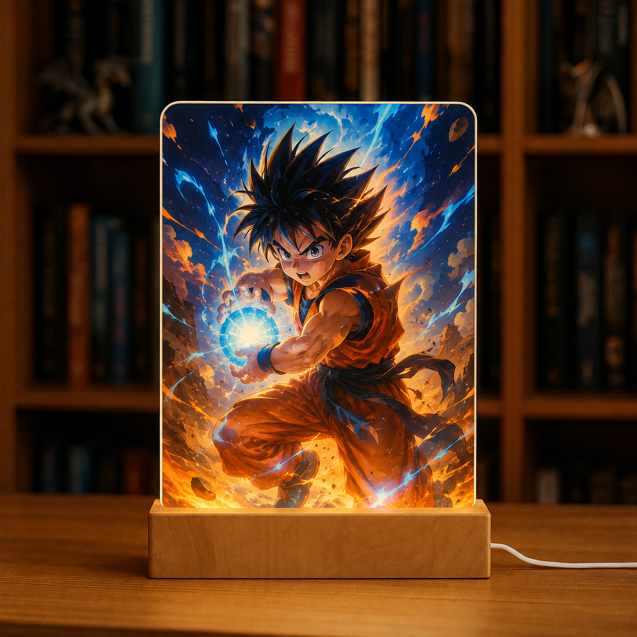 Lampe veilleuse personnalisée avec photo sur base en bois LED