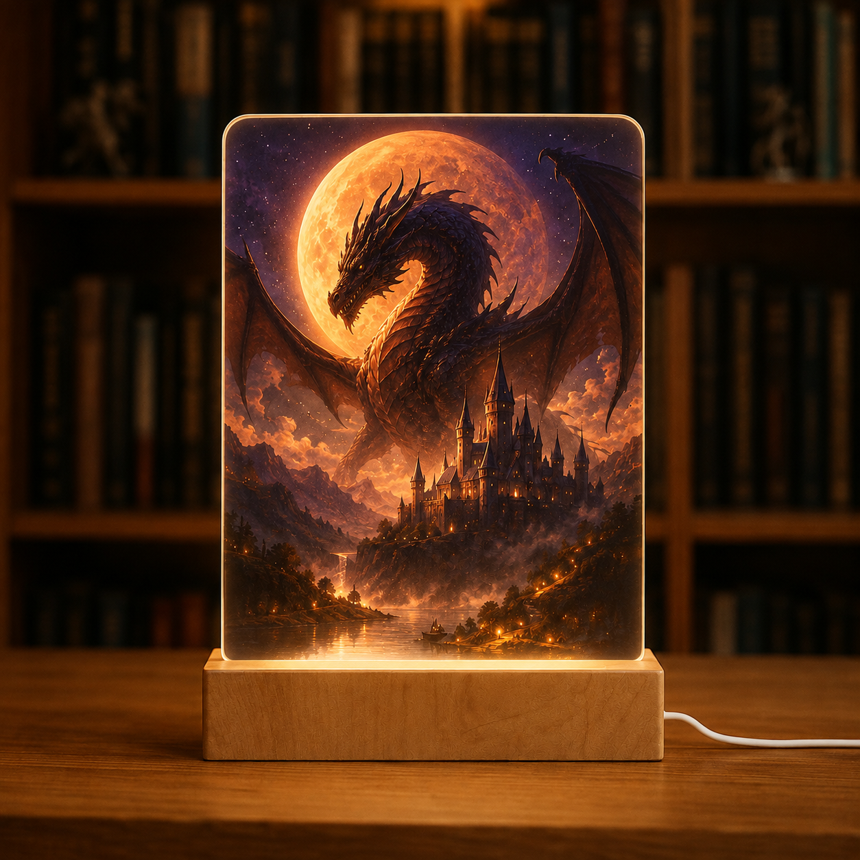 Lampe veilleuse personnalisée avec photo sur base en bois LED