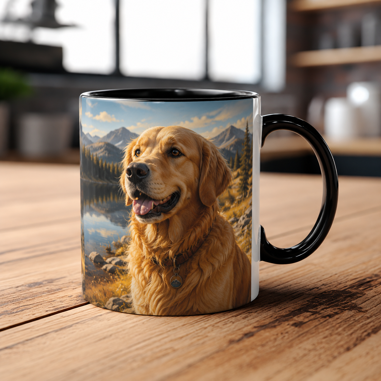 Tasse personnalisée 11 oz avec portrait de golden retriever – exemple animal personnalisé