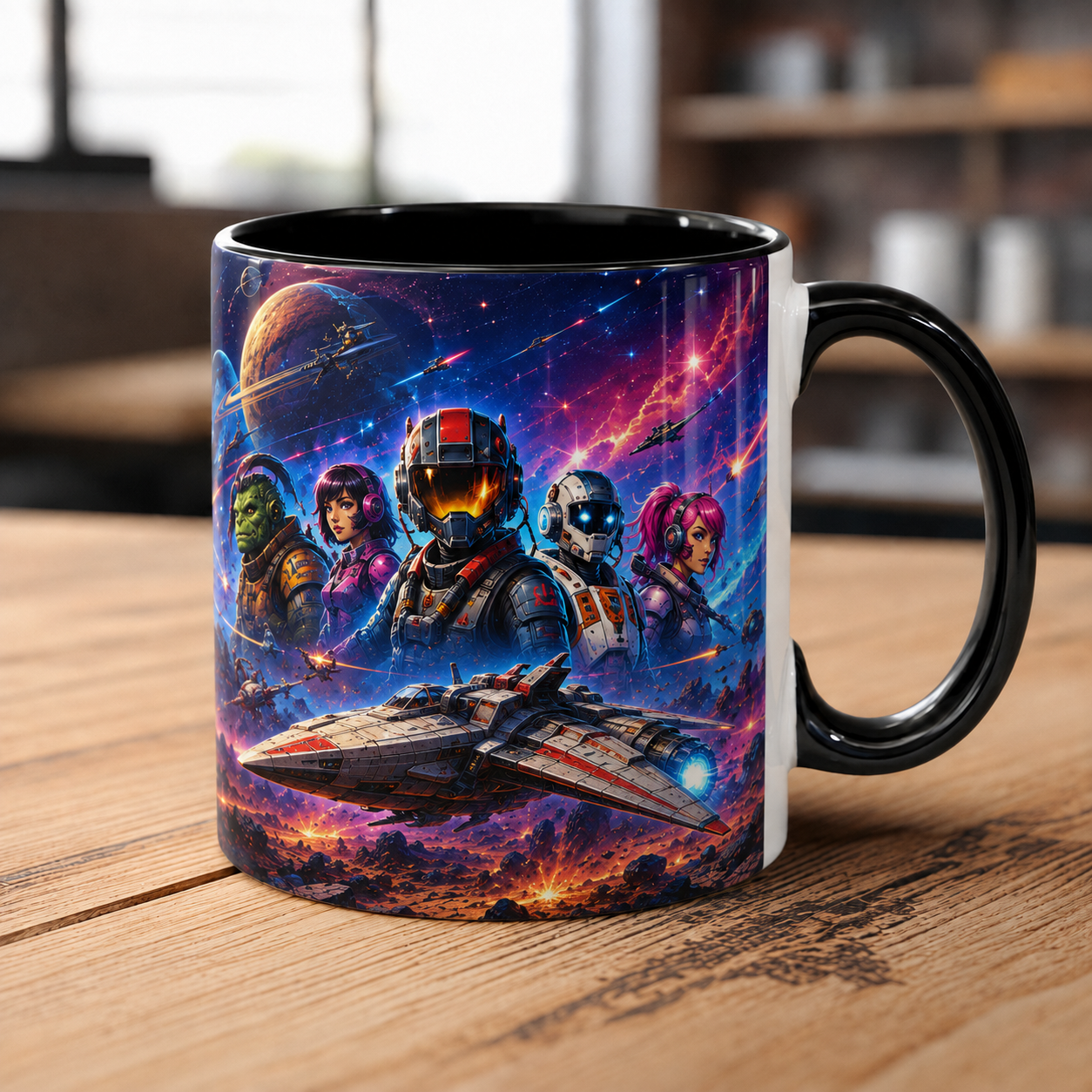 Tasse personnalisée 11 oz avec design geek spatial – exemple de création personnalisée