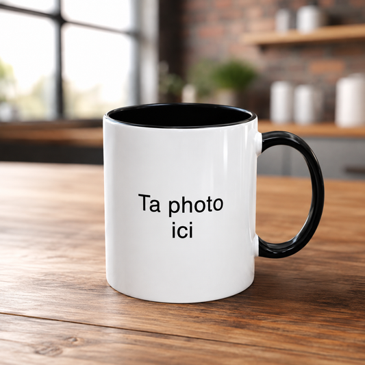 Tasse personnalisée 11 oz avec anse noire – mockup avec photo ou design au choix