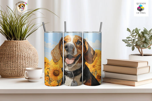 Gourde isotherme 20 onces Chien Beagle joyeux dans le pré