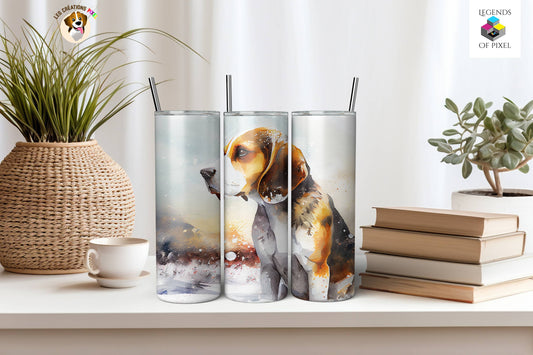 Gourde isotherme 20 onces Magnifique peinture d'un chien Beagle