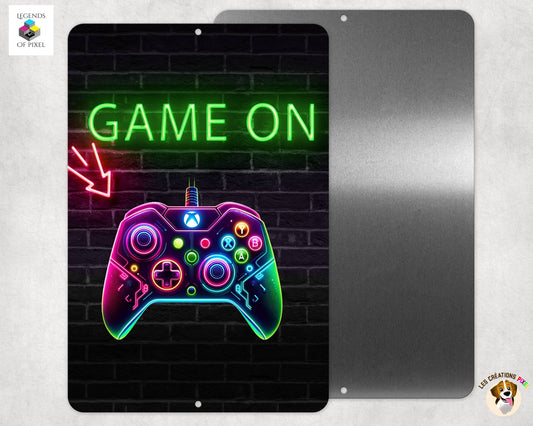 Affiche en métal GAME ON - EFFET NEON