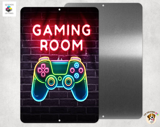 Affiche en métal GAMING ROOM - EFFET NEON