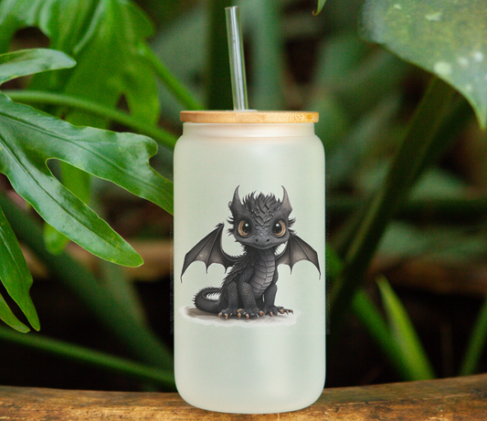 Verre givré isotherme 16 onces Cute Dragon Noir