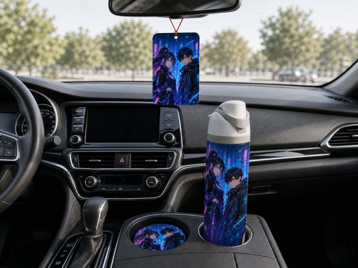 Personalized Car Set – Air Freshener and Coasters