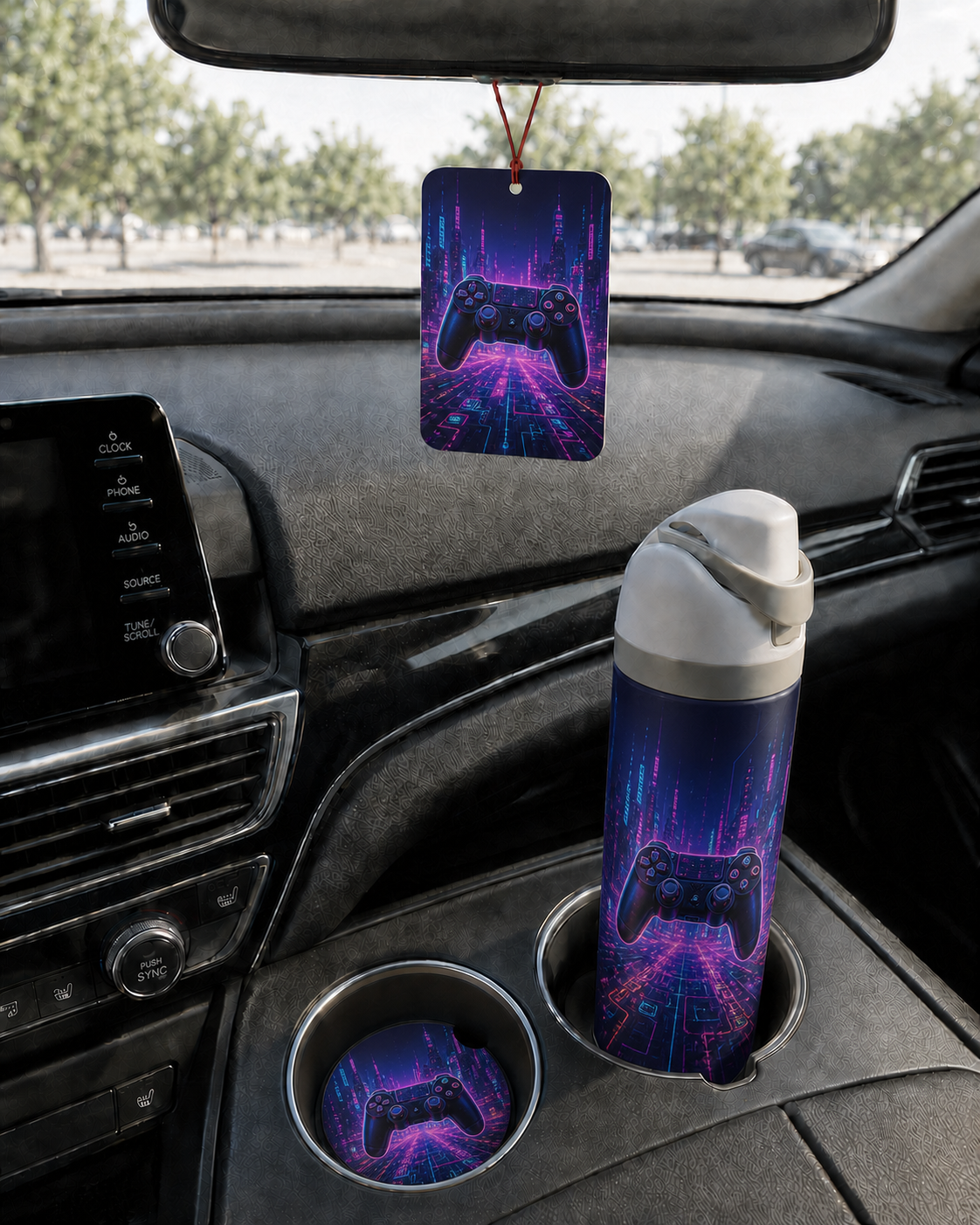 Ensemble auto personnalisé – Désodorisant et sous-verres
