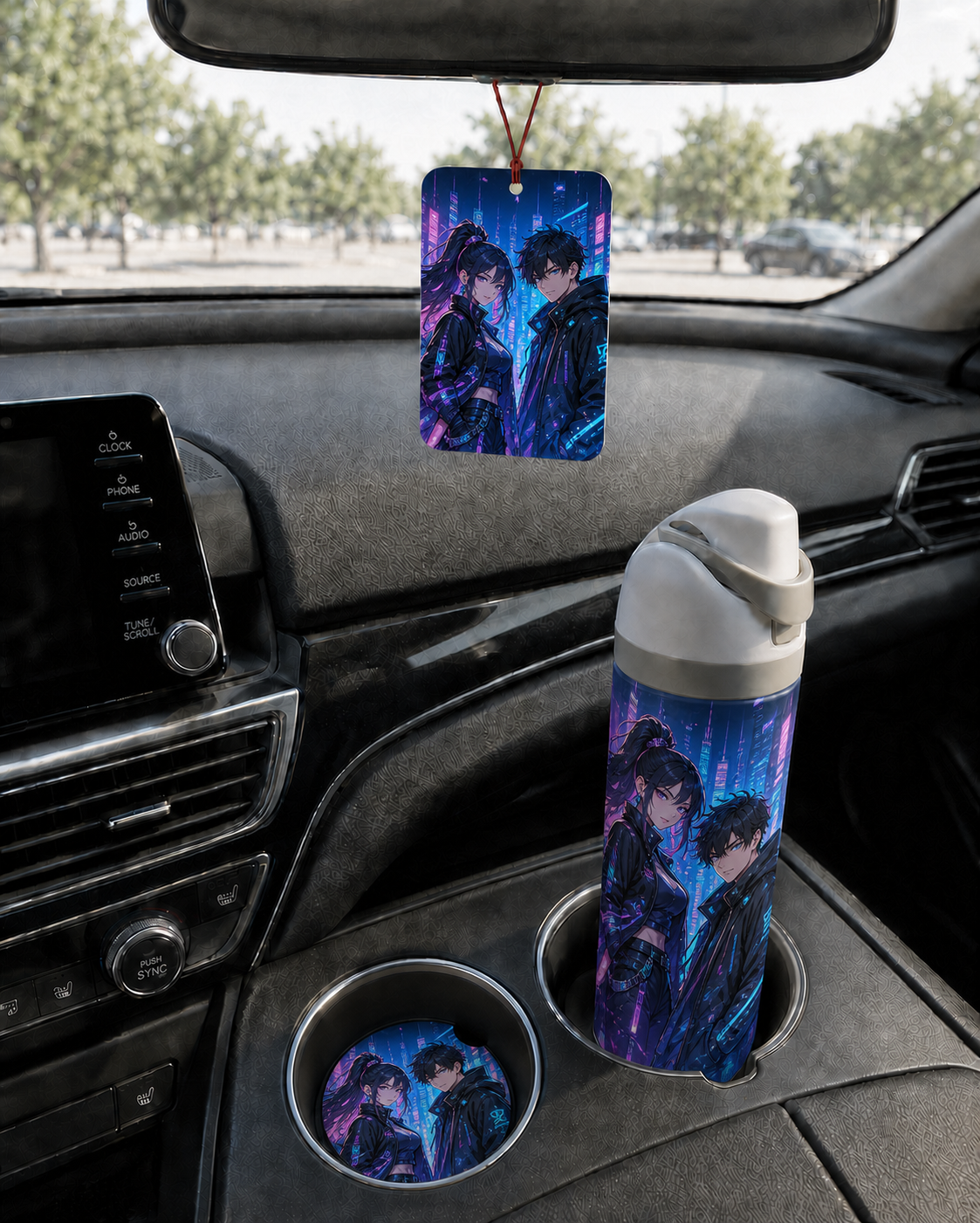 Ensemble auto personnalisé – Désodorisant et sous-verres