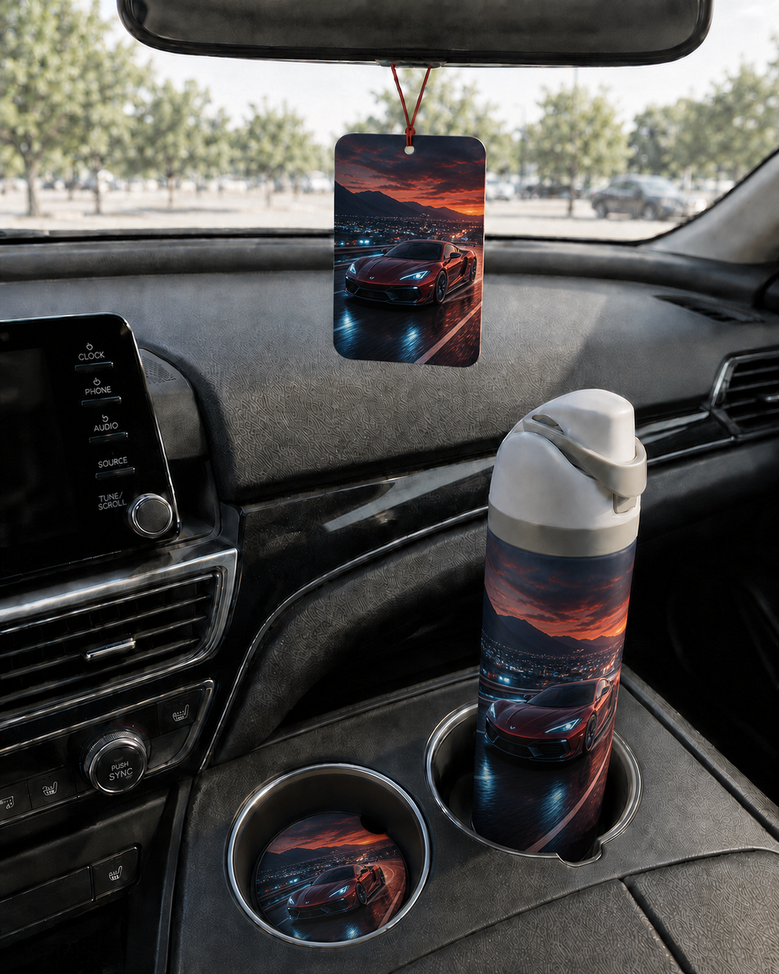 Ensemble auto personnalisé – Désodorisant et sous-verres