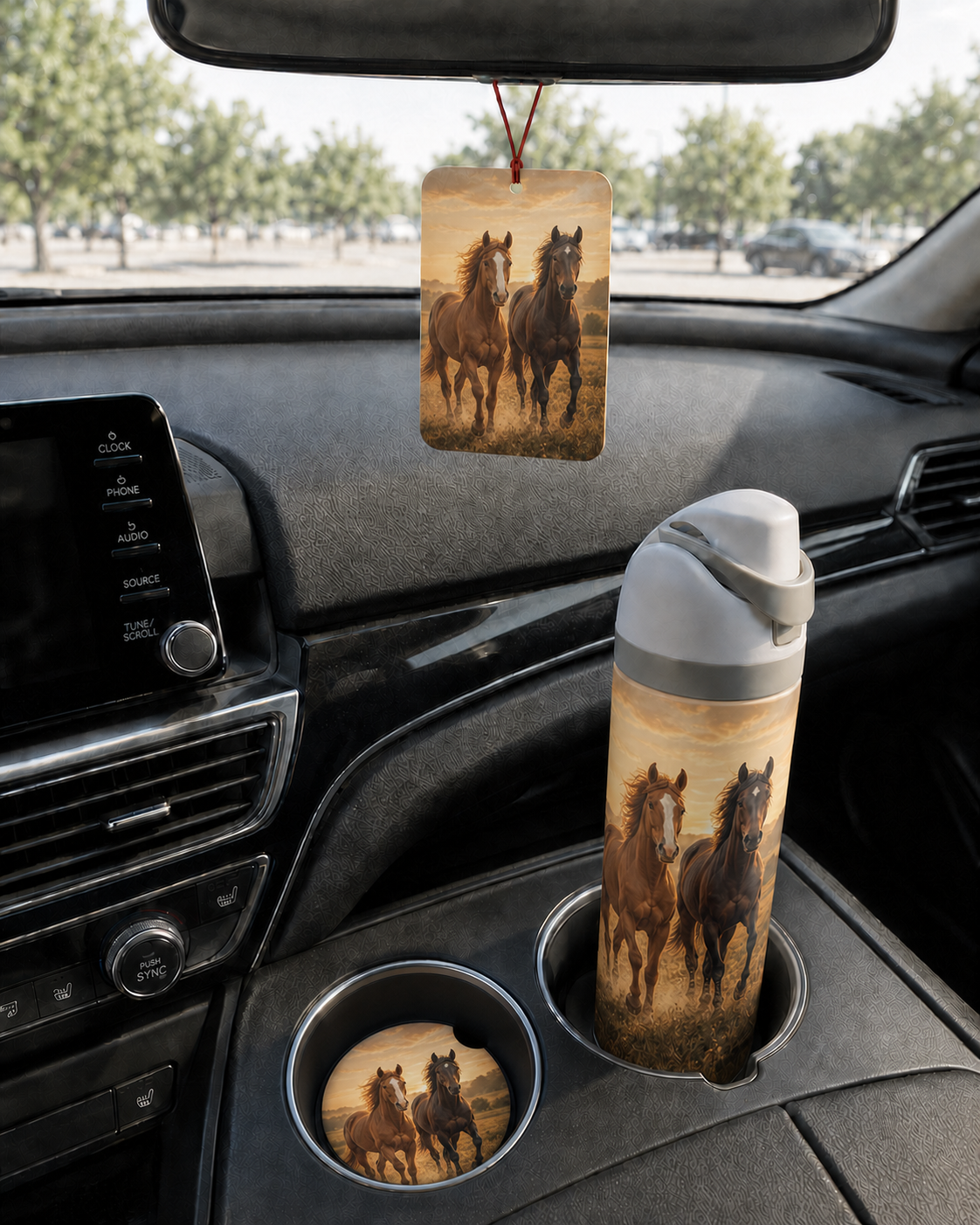 Ensemble auto personnalisé – Désodorisant et sous-verres