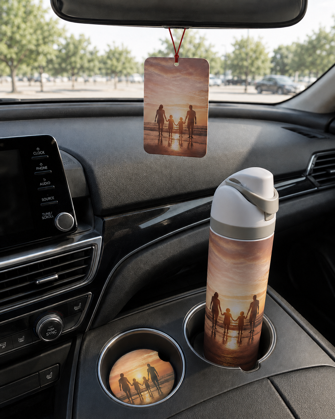 Ensemble auto personnalisé – Désodorisant et sous-verres