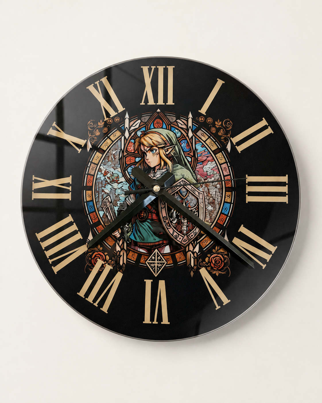 🕒 Horloge en verre trempé Vitrail Héro du temps