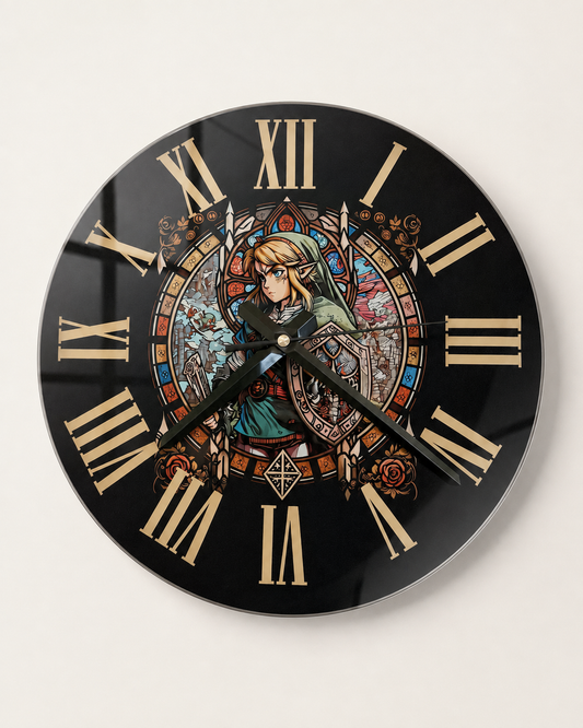 🕒 Horloge en verre trempé Vitrail Héro du temps