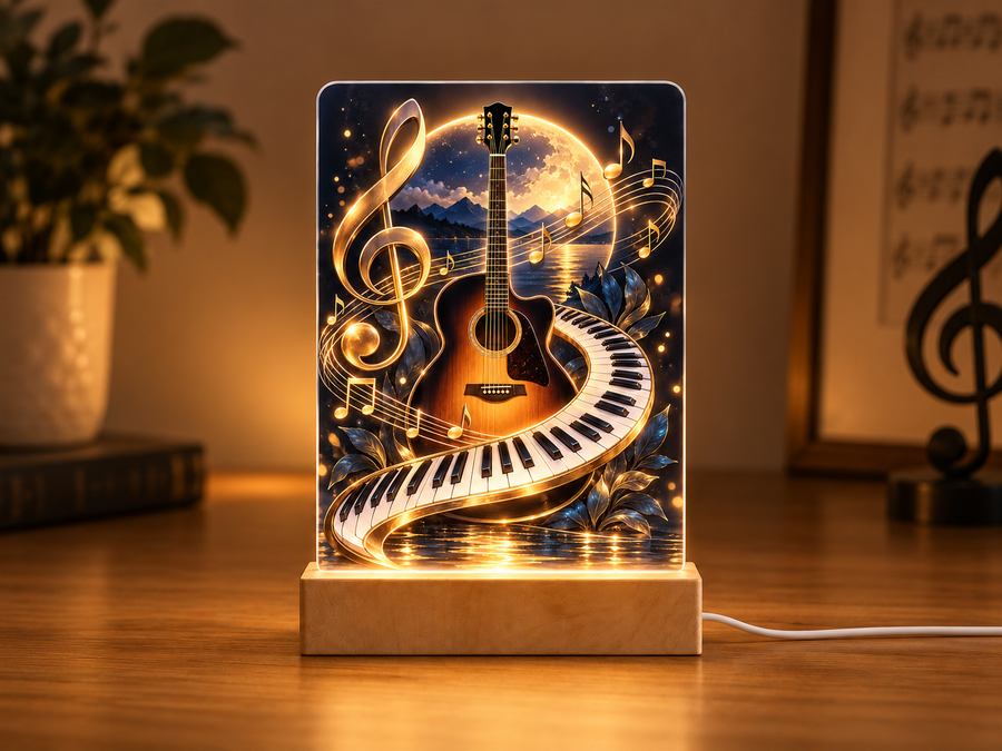 Lampe acrylique LED 6x8 au design musical illuminé