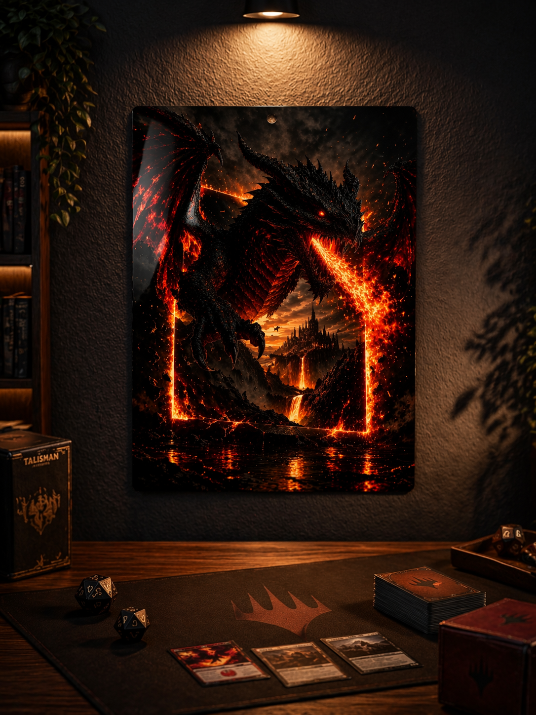 Affiche Métal Dragon de Feu – Décoration Murale Fantasy
