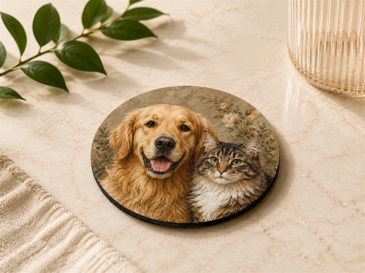 Ensemble de 4 sous-verres personnalisés en néoprène – Rond ou carré