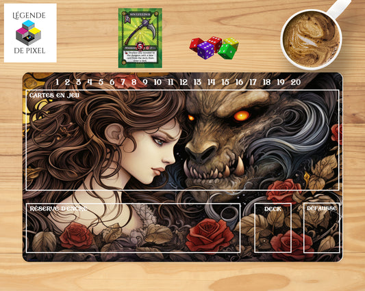 Tapis de jeu pour cartes Lorcana - Créature maléfique et sa dulcinée- version française