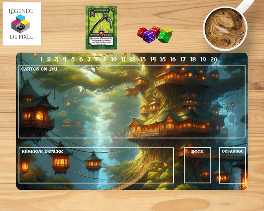 Tapis de jeu pour cartes Lorcana - Maisons dans les arbres