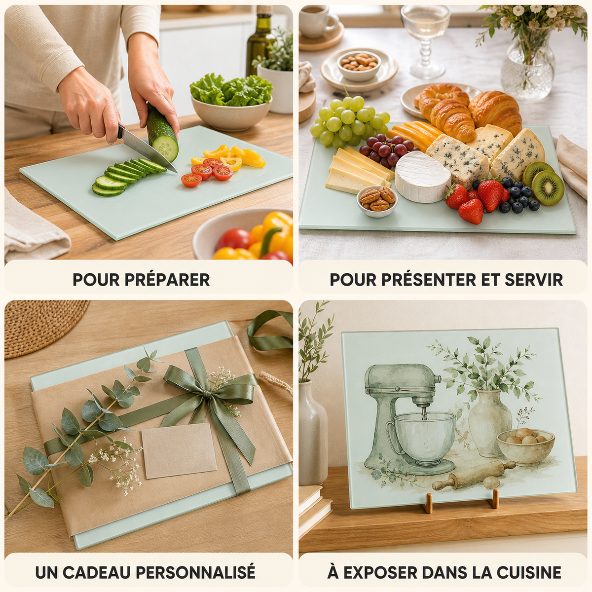Planche à découper en verre personnalisée – Photo ou design