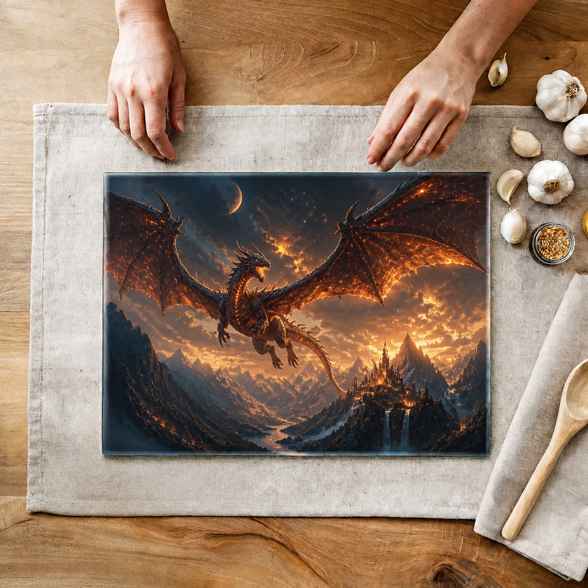 Planche à découper en verre personnalisée – Photo ou design