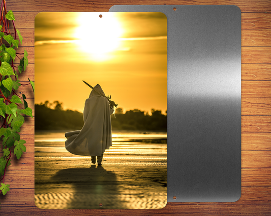 Affiche en métal Assassin au coucher de soleil