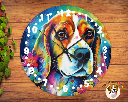 Horloge en métal Beagle coloré