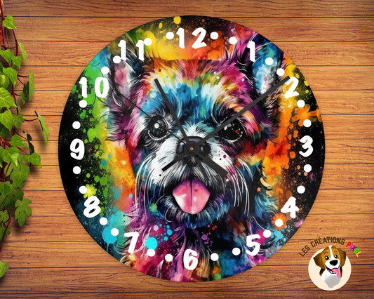 Horloge en métal Bichon coloré