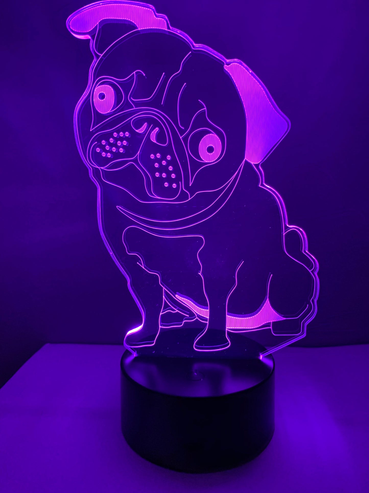 Lampe 3D DEL Chien Carlin