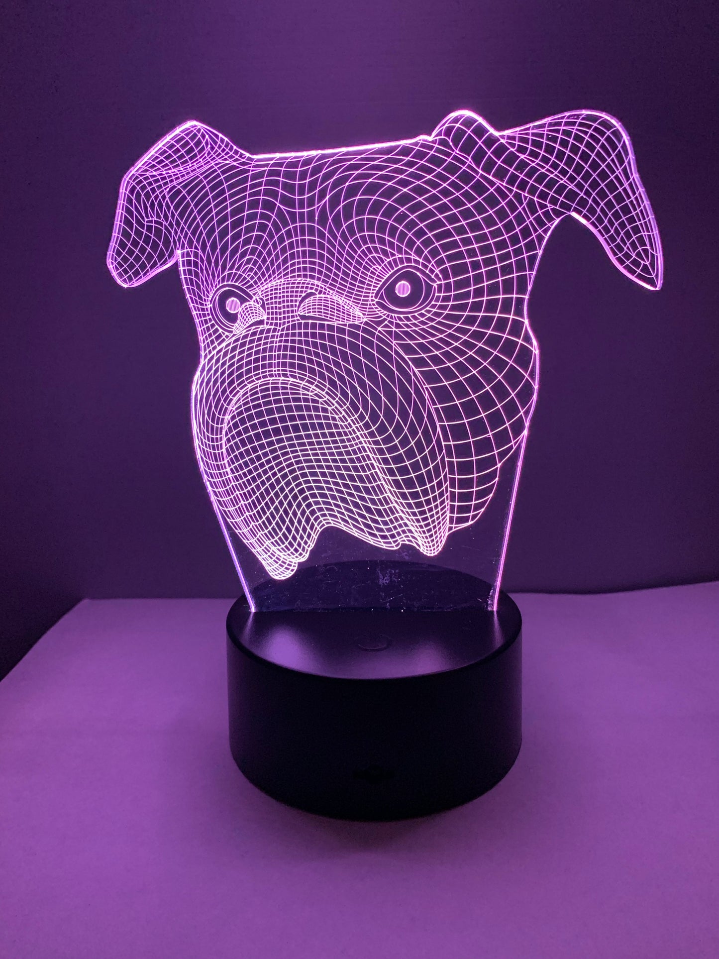 Lampe 3D DEL Tête Chien Bulldog