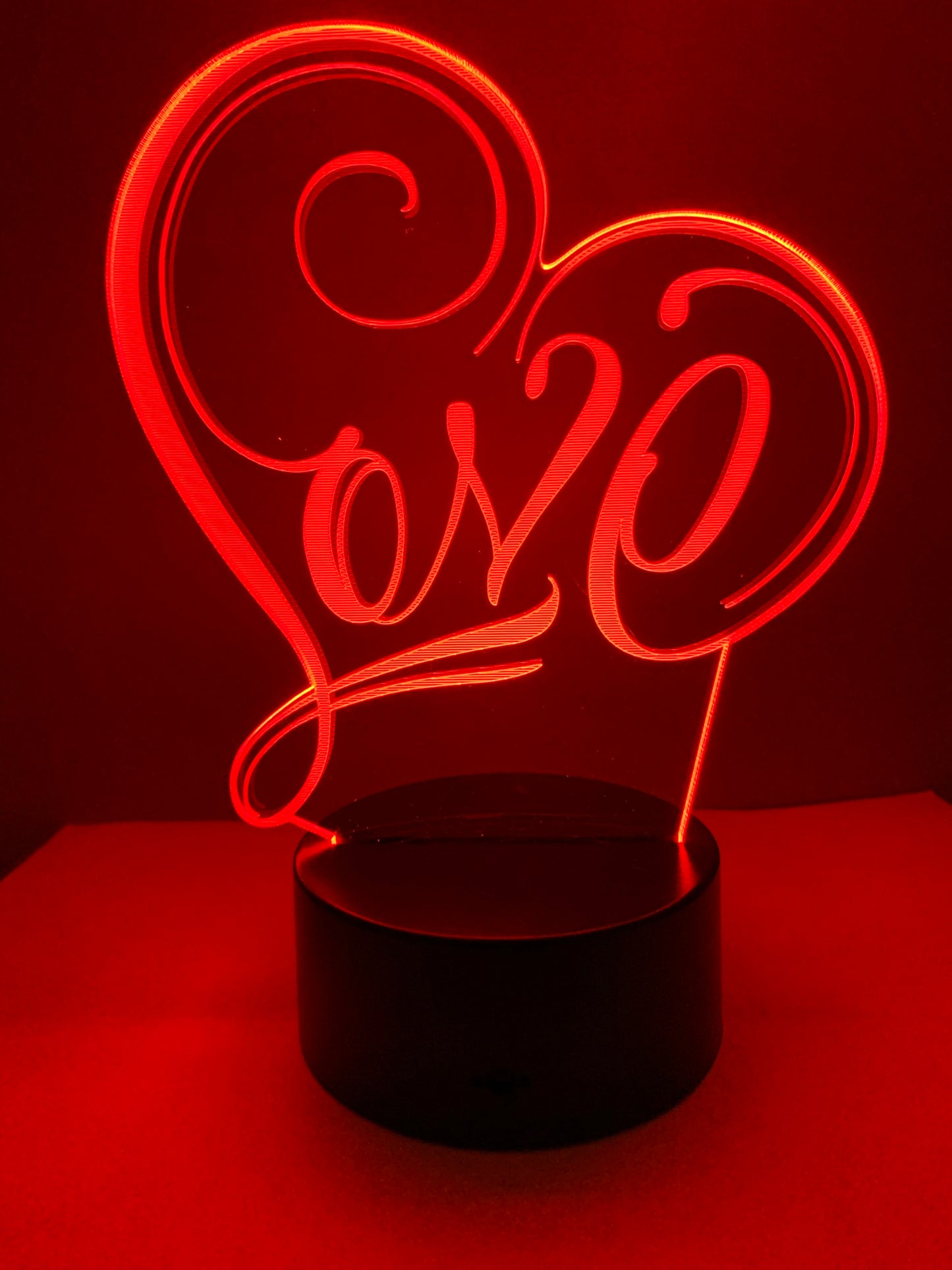 Lampe 3D DEL Coeur Love Amour