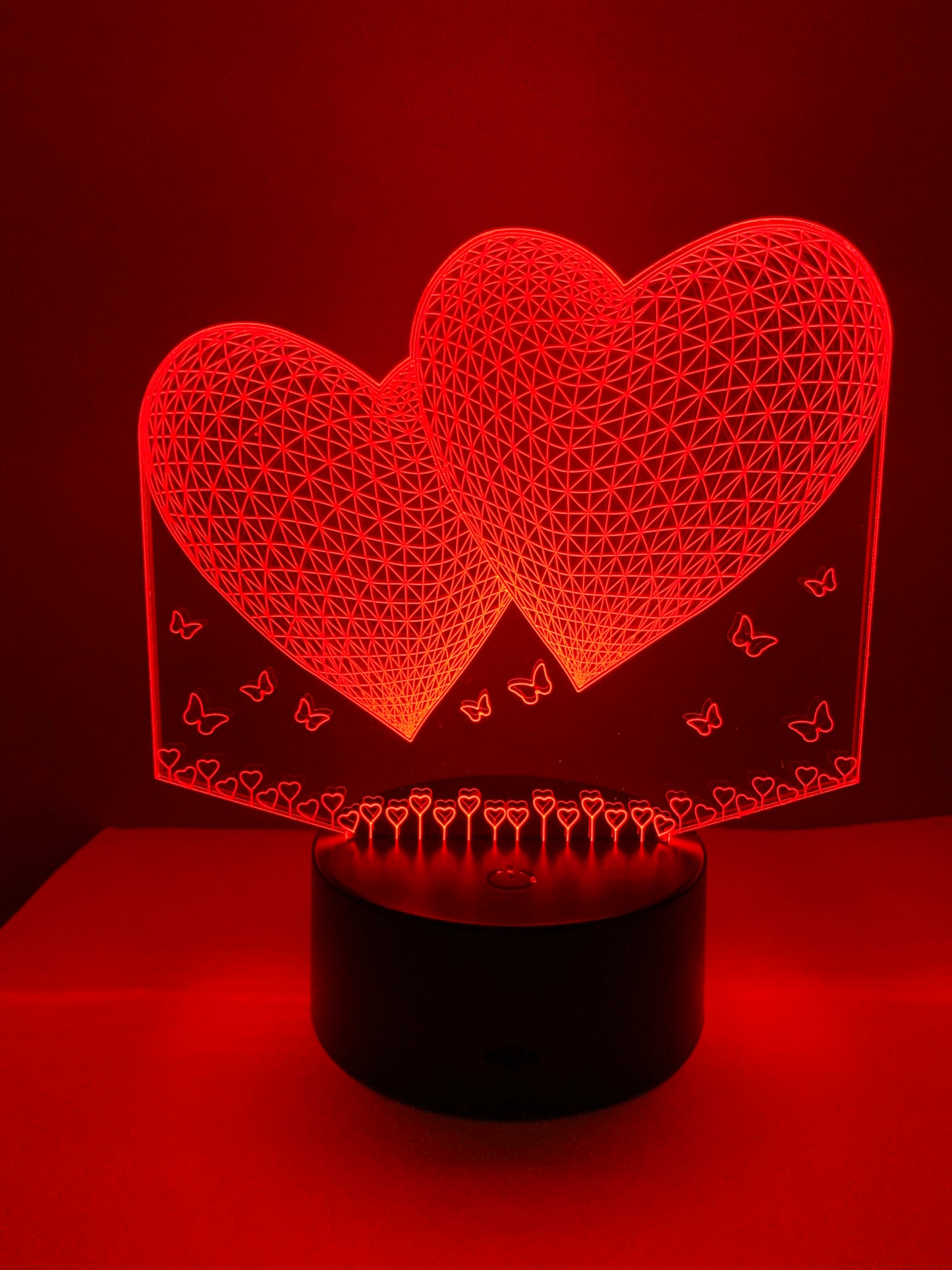 Lampe 3D LED Coeurs et Papillons