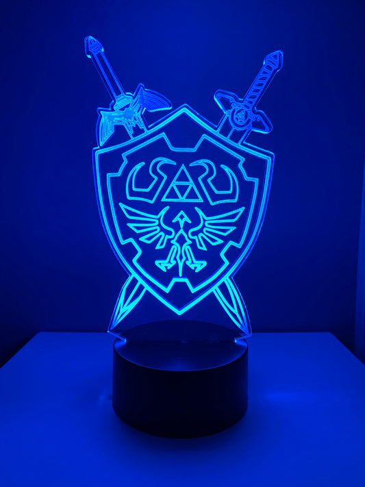 Lampe 3D DEL Bouclier Hylian et Épées The Legend Of Zelda